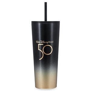 Walt Disney Workd 50th Anniversary Starbucks Black and Gold Tumbler
